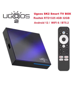 Boîtier TV intelligent Ugoos SK2 4Go 32Go Android 12 Wi-Fi6 BT5.2 RJ45 100Mbit/s Lecteur multimédia 4K HDR